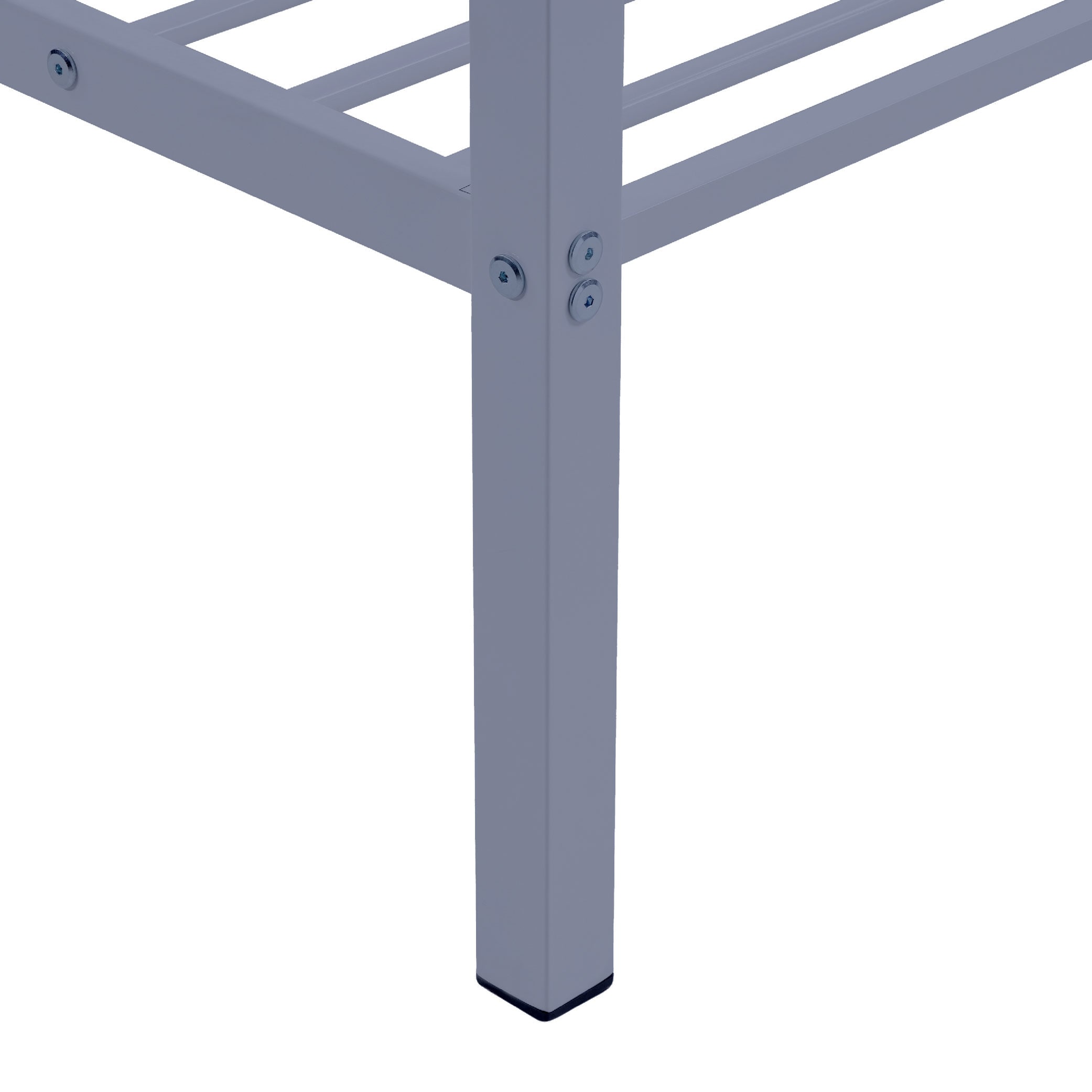 Full Over Full Bunk Bed, Heavy Duty Metal Bunk Bed Frame With Built-in Ladder And Safety Guard Rail, Low Metal Bunk Bed Frame For Kids, No Boxspring Required, For Small Spaces,Gray_voghion.com